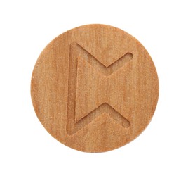 Photo of Wooden rune Perth isolated on white, top view