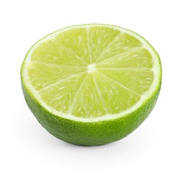 Half of fresh green ripe lime isolated on white