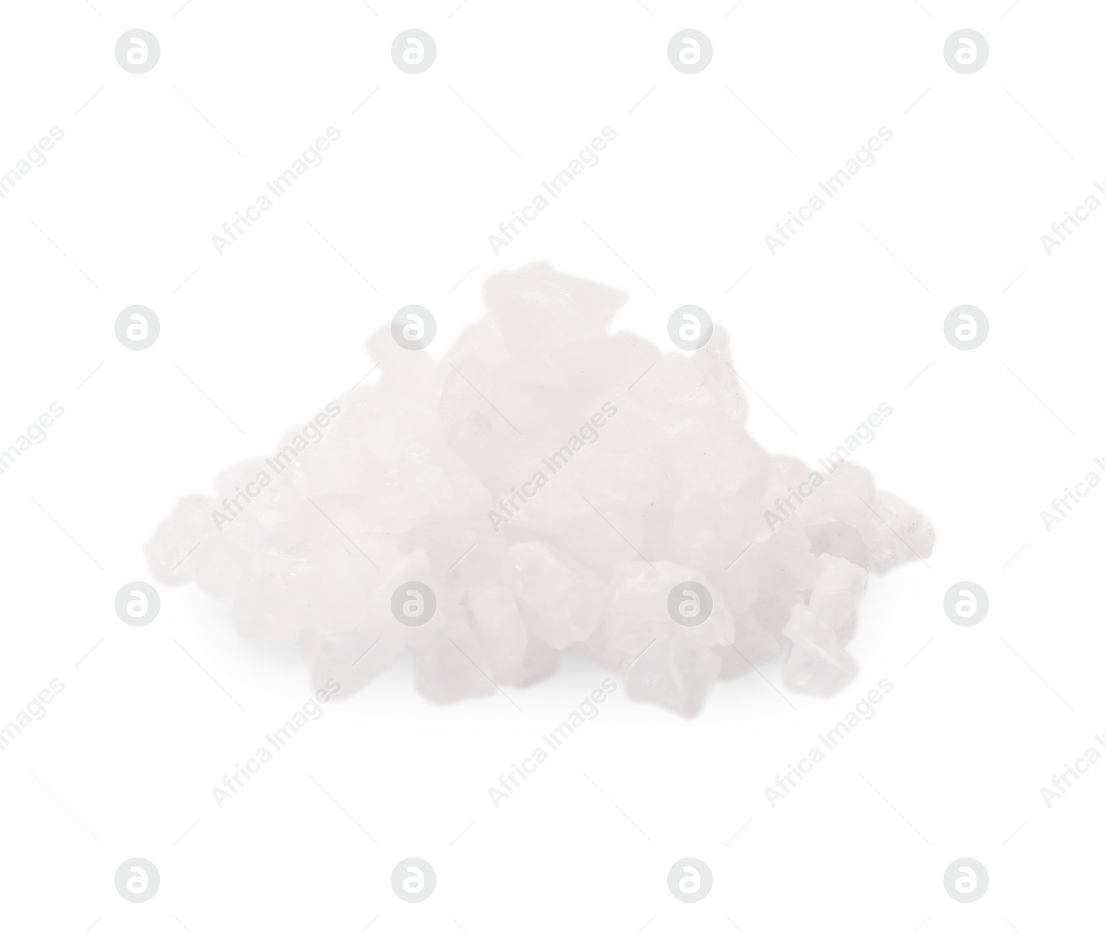 Photo of Pile of sea salt isolated on white