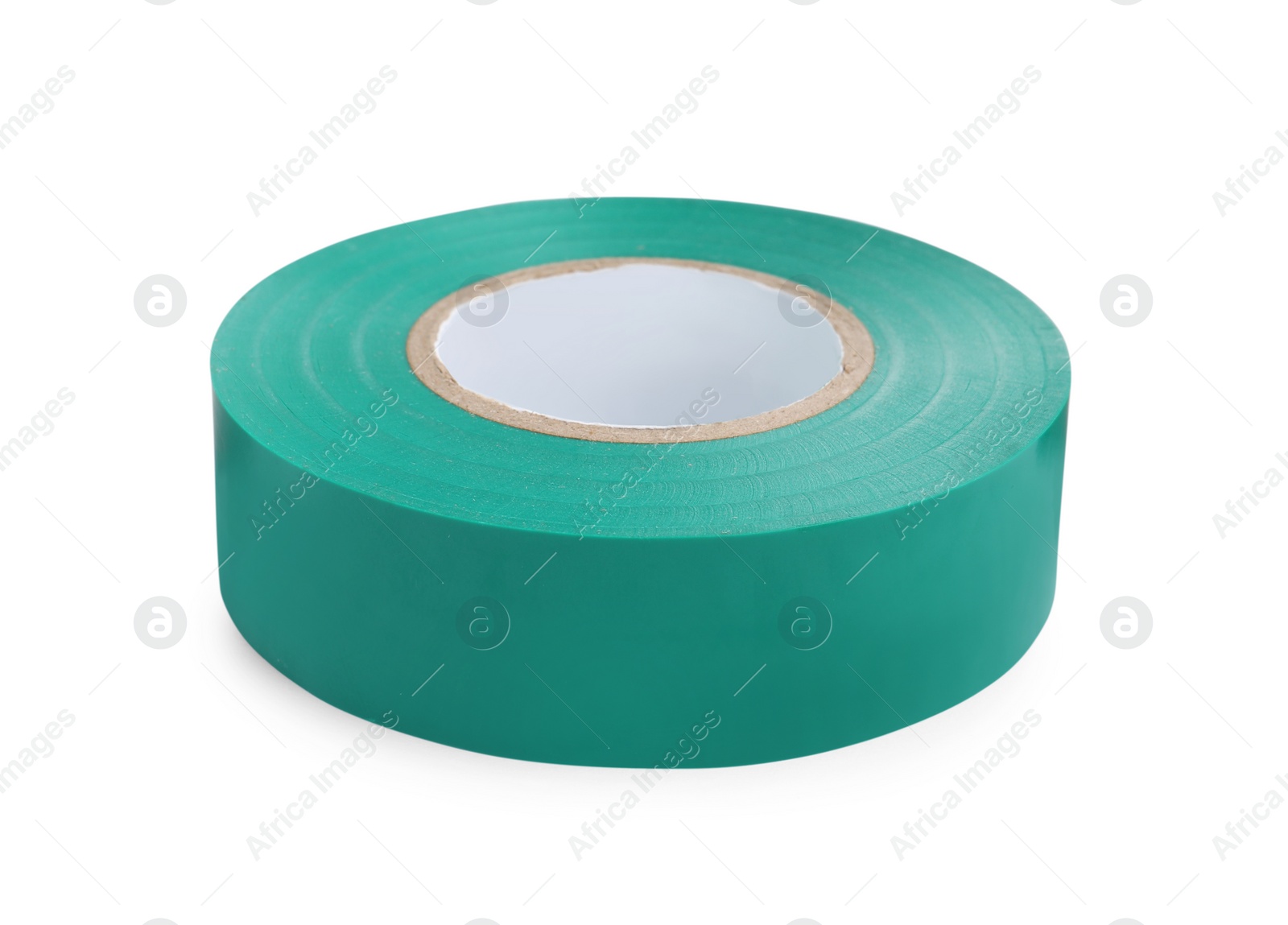 Photo of Turquoise insulating tape isolated on white. Electrician's supply