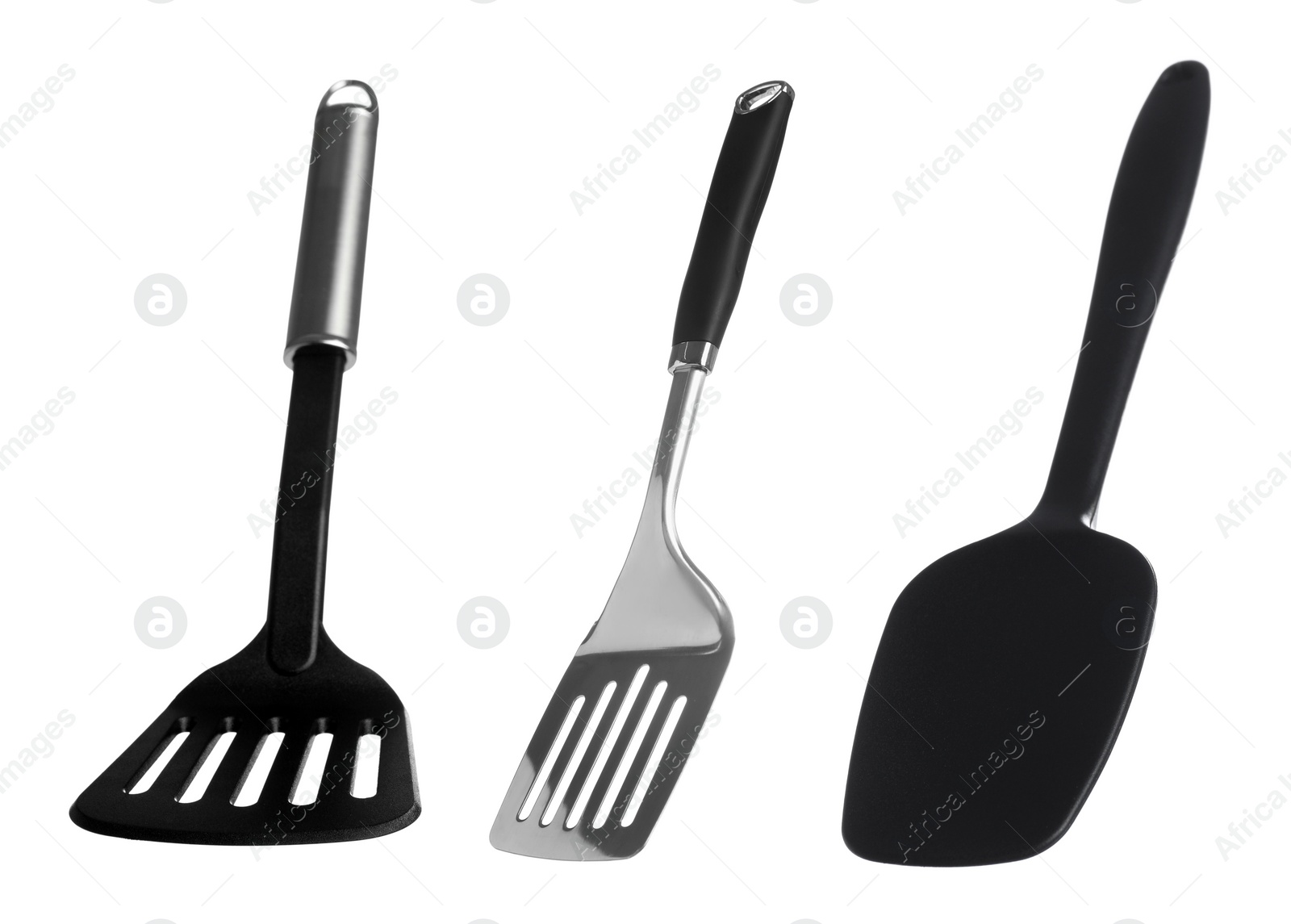 Image of Spatulas isolated on white, set. Cooking utensil