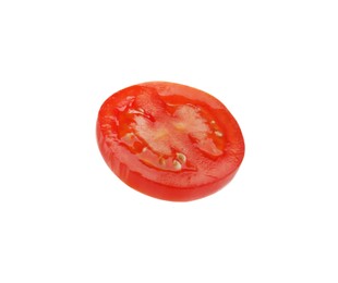 Photo of Slice of tasty tomato isolated on white