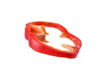 Slice of ripe red bell pepper isolated on white