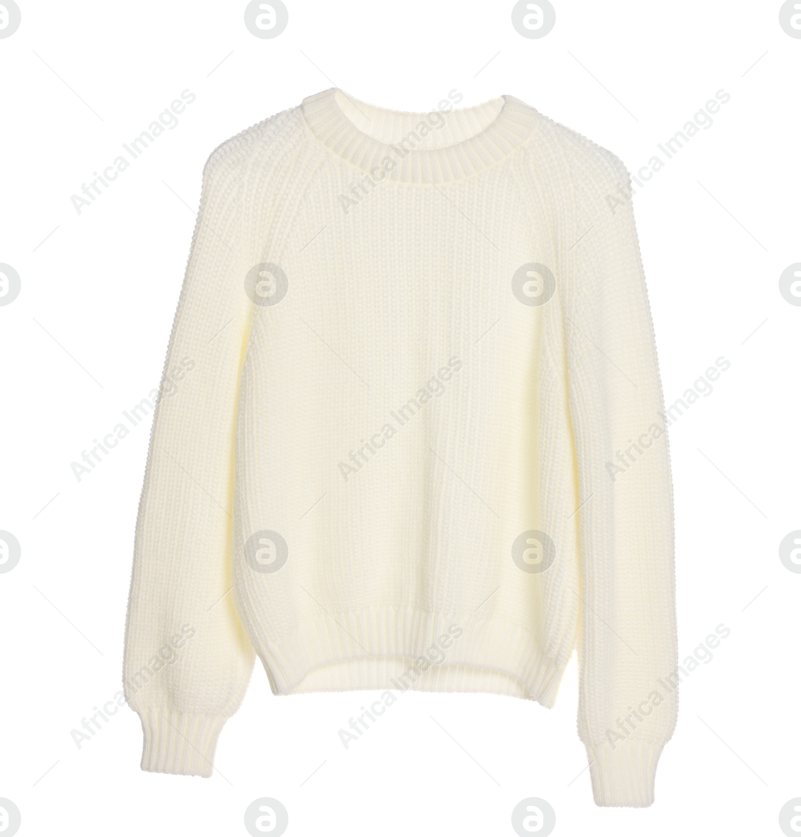Photo of Stylish knitted sweater isolated on white. Women`s clothes
