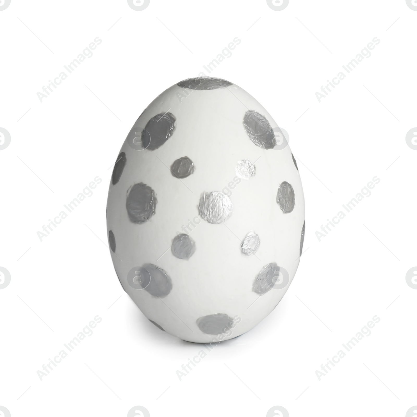 Photo of Painted Easter egg on white background. Stylish design