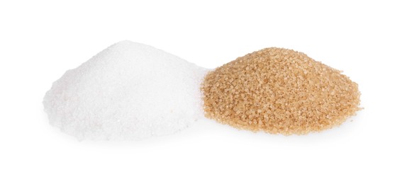 Photo of Different types of sugar isolated on white