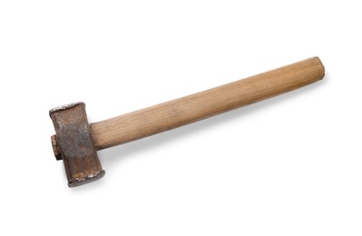 Photo of One sledgehammer isolated on white, top view. Manual tool