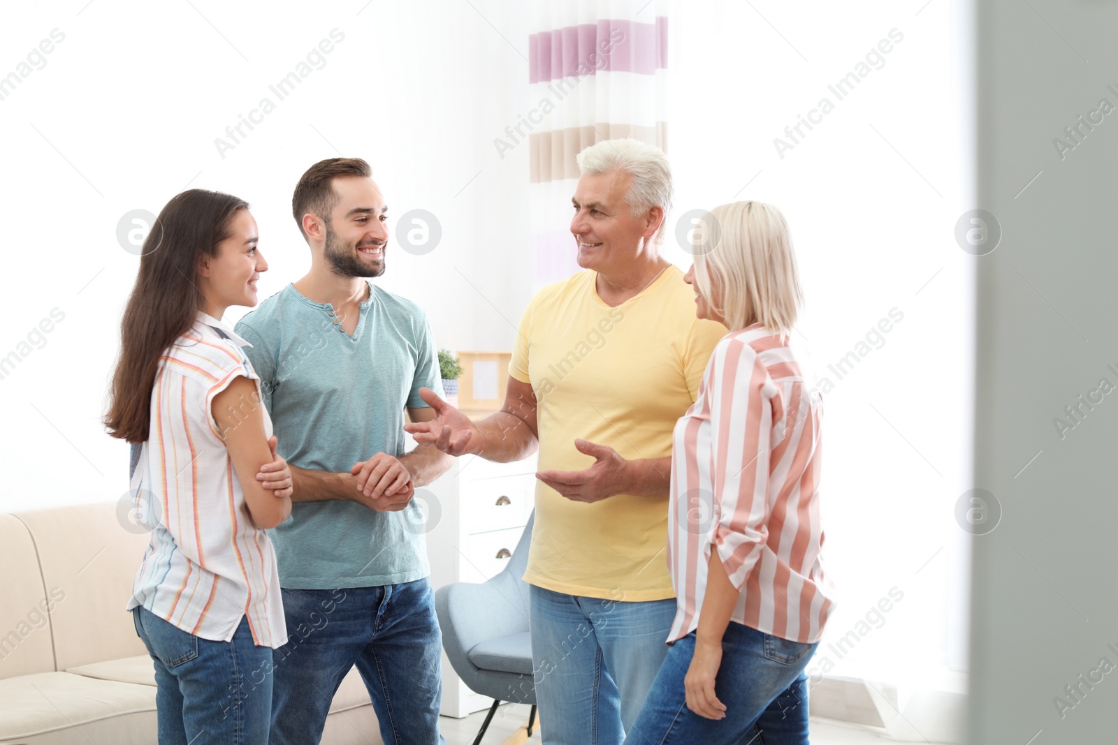 Photo of Happy family at home. Reunion of generations