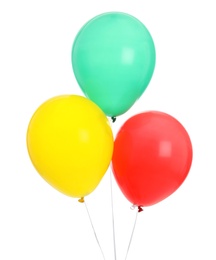 Photo of Bunch of colorful balloons on white background