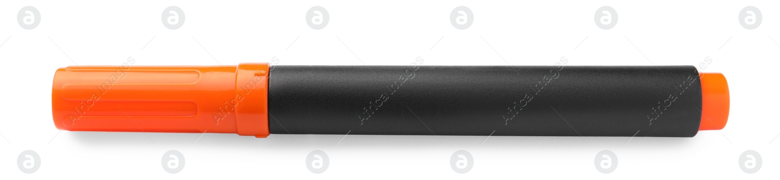 Photo of Bright orange marker isolated on white. School stationery