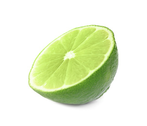 Half of fresh green lime isolated on white
