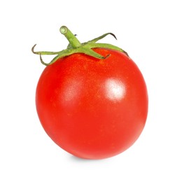 Photo of One ripe cherry tomato isolated on white