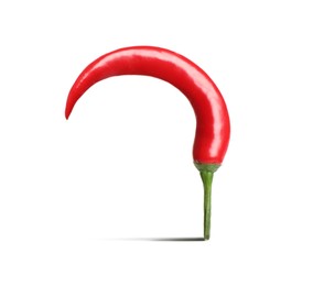 Image of Chili pepper symbolizing male sexual organ on white background. Potency problem