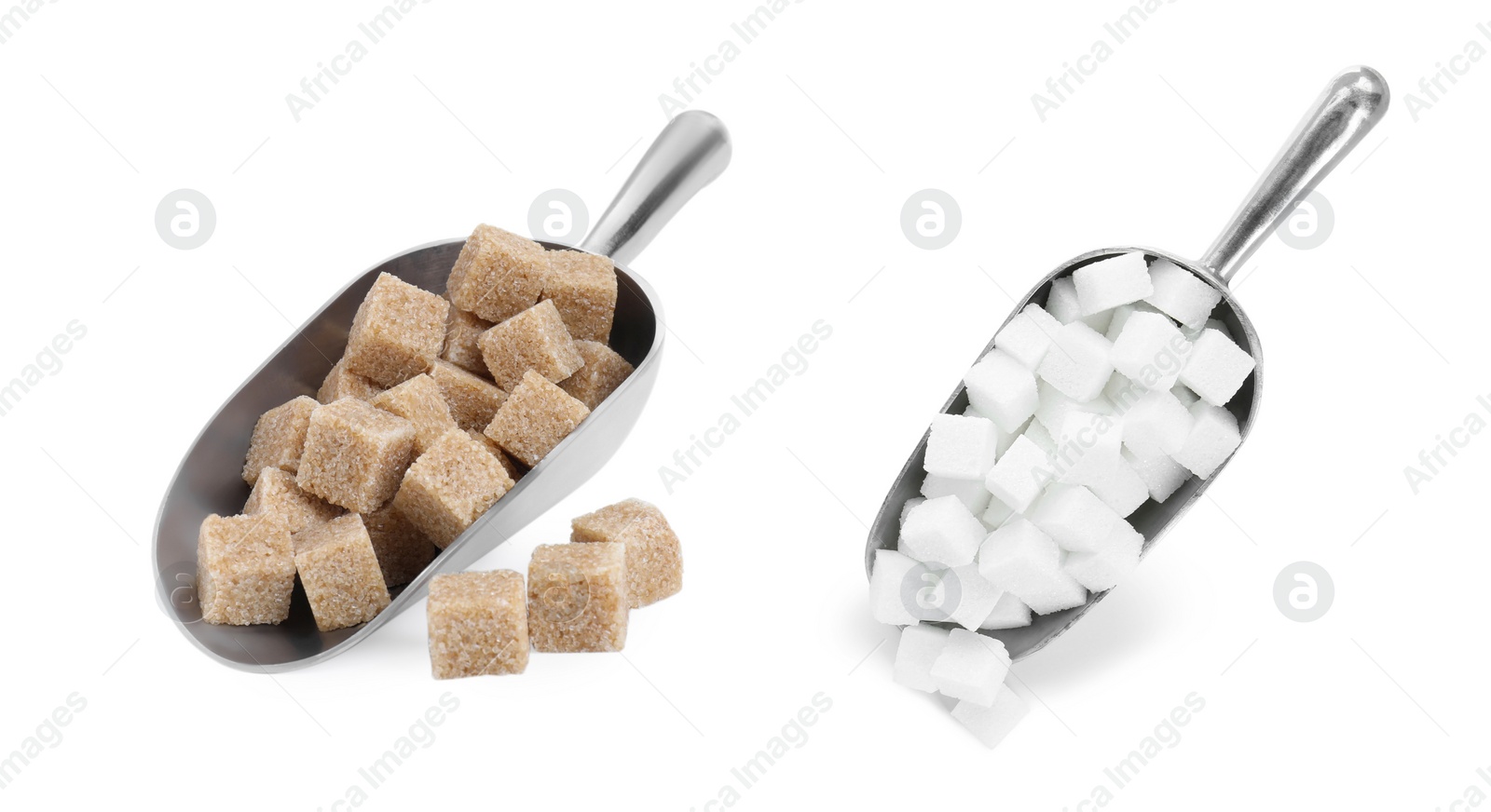 Image of Different types of sugar isolated on white