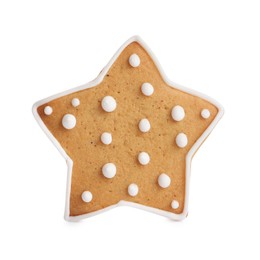 Tasty star shaped Christmas cookie isolated on white