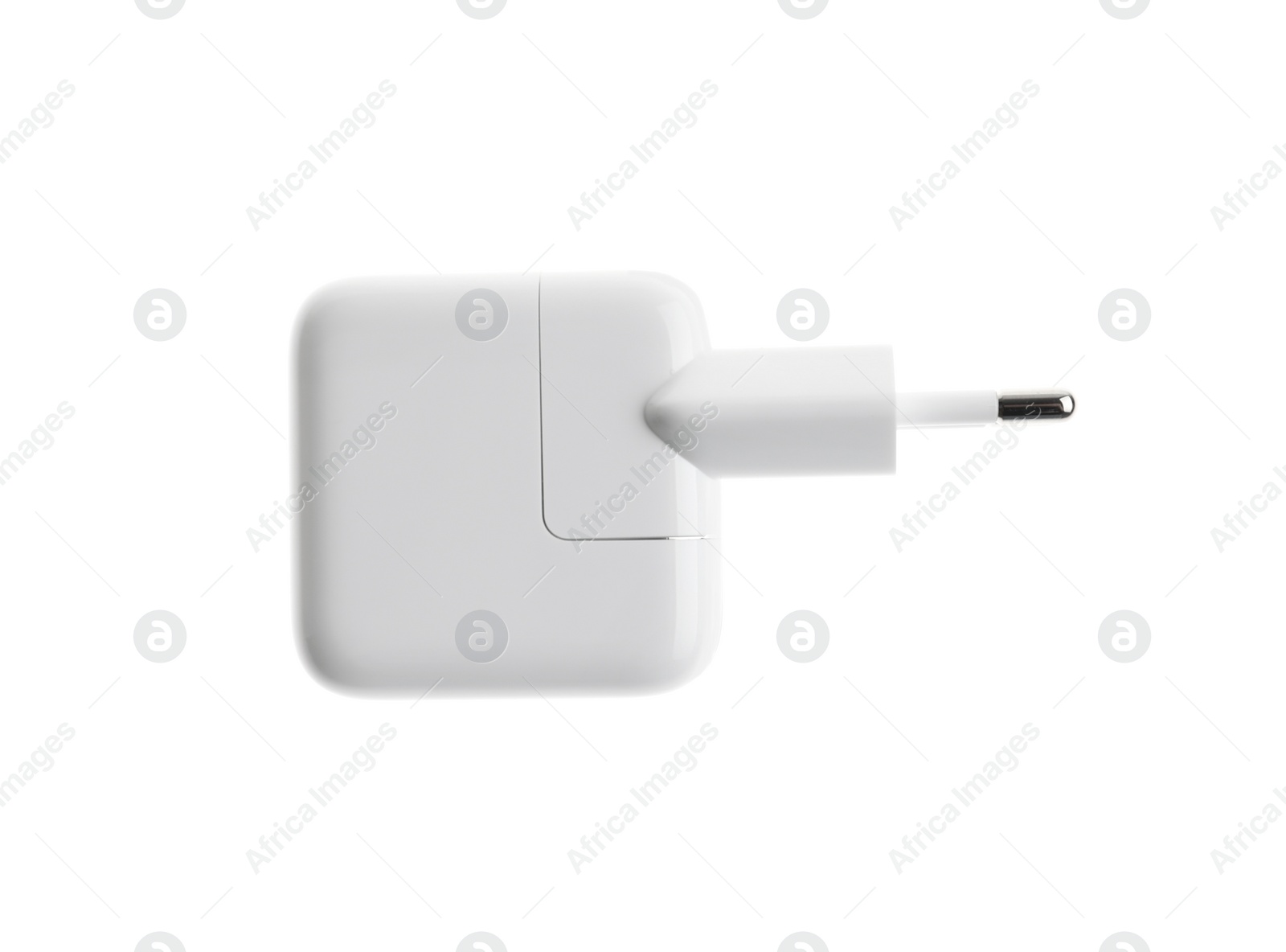 Photo of USB power adapter for battery charging isolated on white