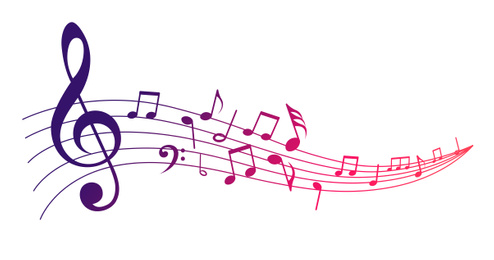 Illustration of  musical notes on white background