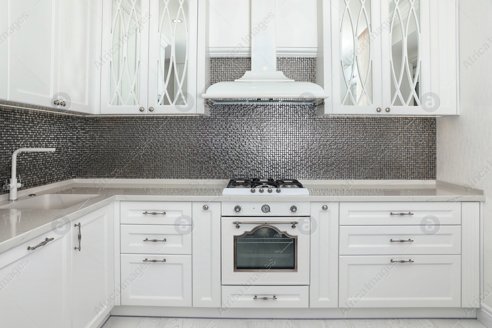 Photo of Beautiful kitchen interior with new stylish furniture