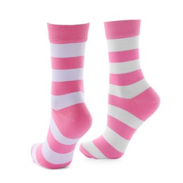 Pair of striped socks isolated on white