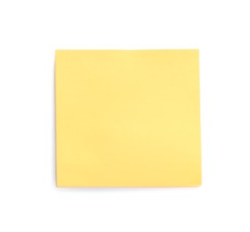 Photo of Blank orange sticky note on white background, top view