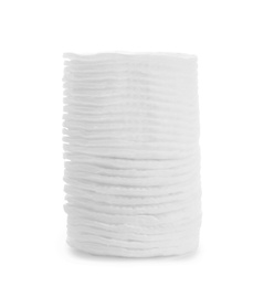 Photo of Stack of cotton pads isolated on white