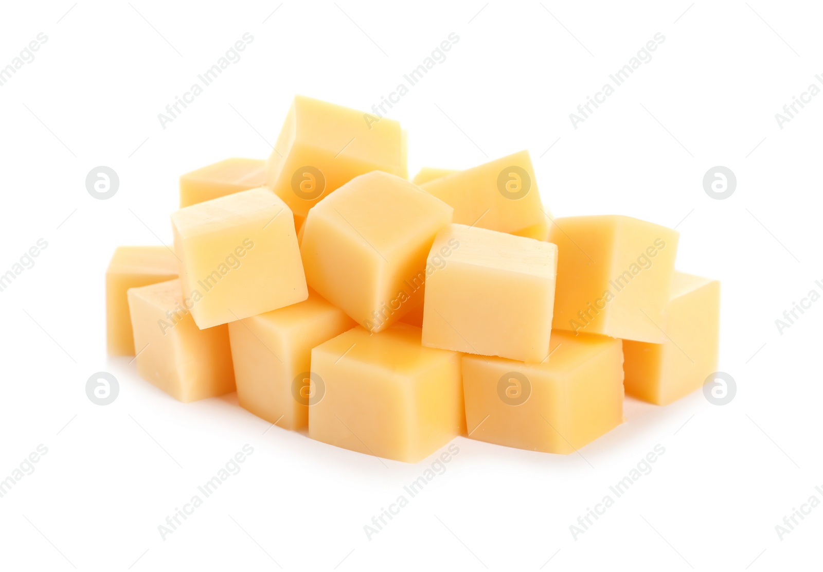 Photo of Cut fresh delicious cheese isolated on white