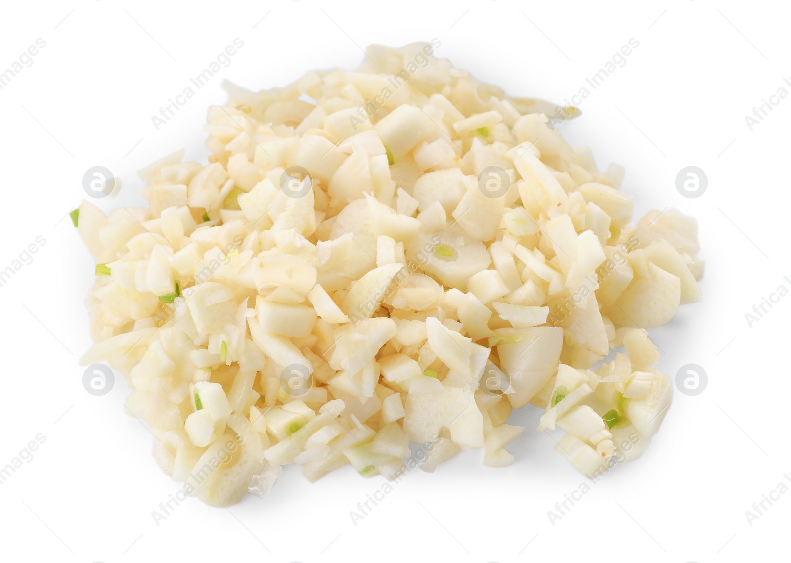 Photo of Pieces of fresh garlic isolated on white