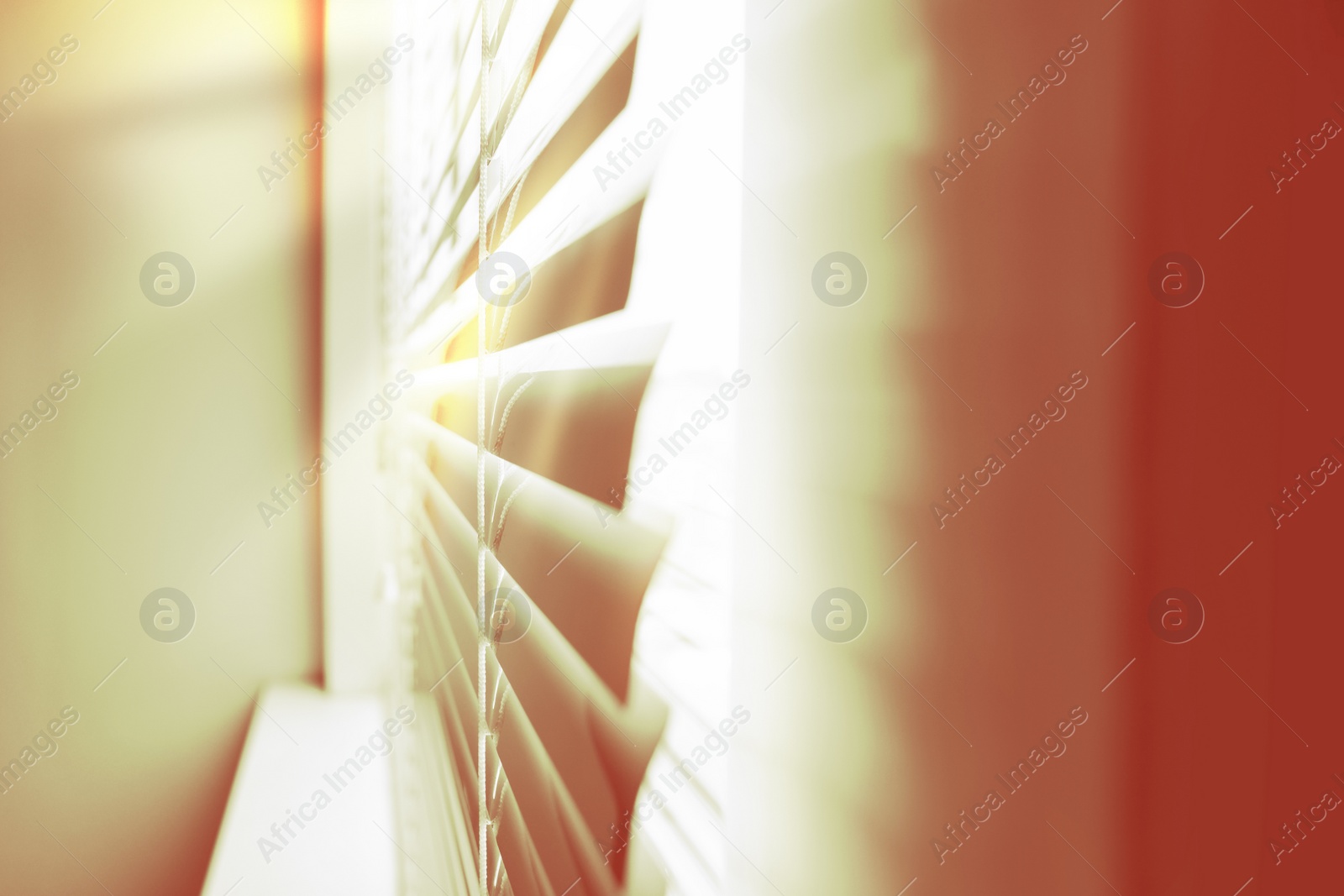 Image of Closeup view of stylish horizontal window blinds