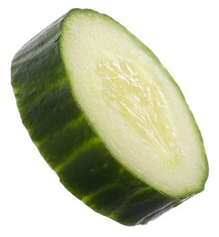 Slice of fresh cucumber isolated on white