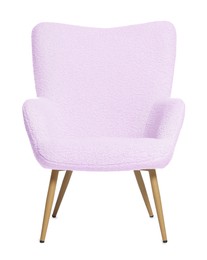 One comfortable light violet armchair isolated on white