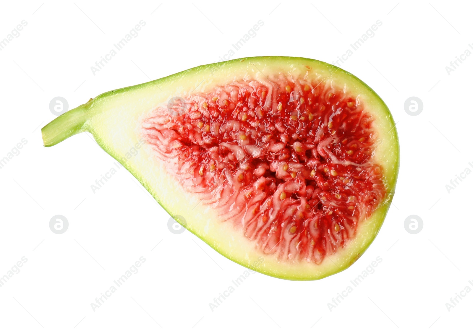 Photo of Half of fresh green fig isolated on white