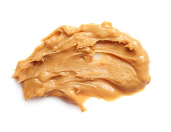 Photo of Creamy peanut butter on white background