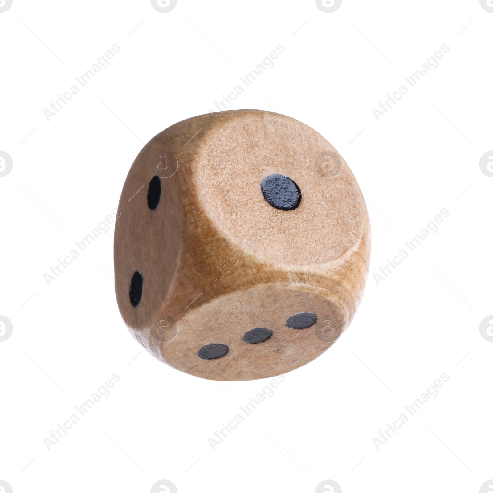 Photo of One wooden game dice isolated on white