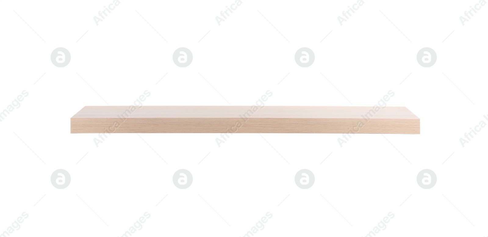 Photo of Empty stylish wooden shelf isolated on white