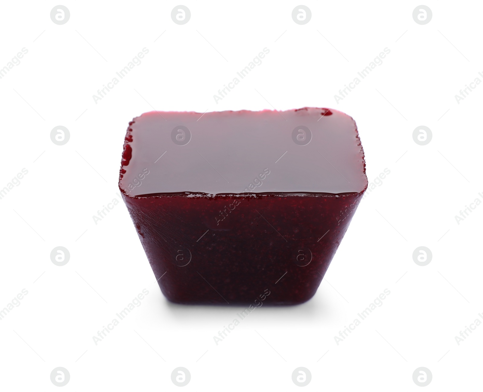Photo of Frozen beetroot puree cube isolated on white