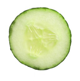 Photo of Slice of fresh cucumber isolated on white