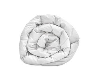 New soft rolled blanket isolated on white