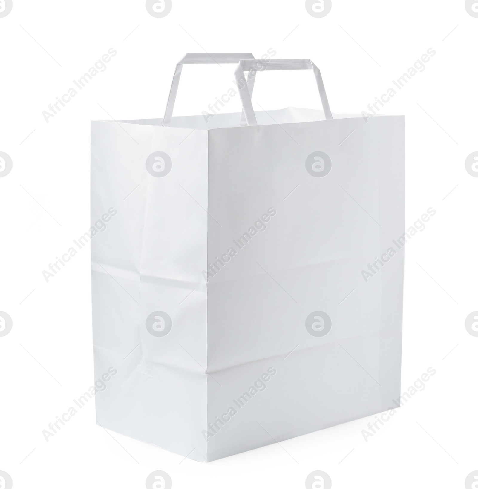 Photo of Empty shopping paper bag isolated on white