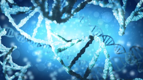 Illustration of Structures of DNA on light blue background. Illustration