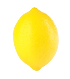 Photo of Tasty fresh lemon on white background. Citrus fruit