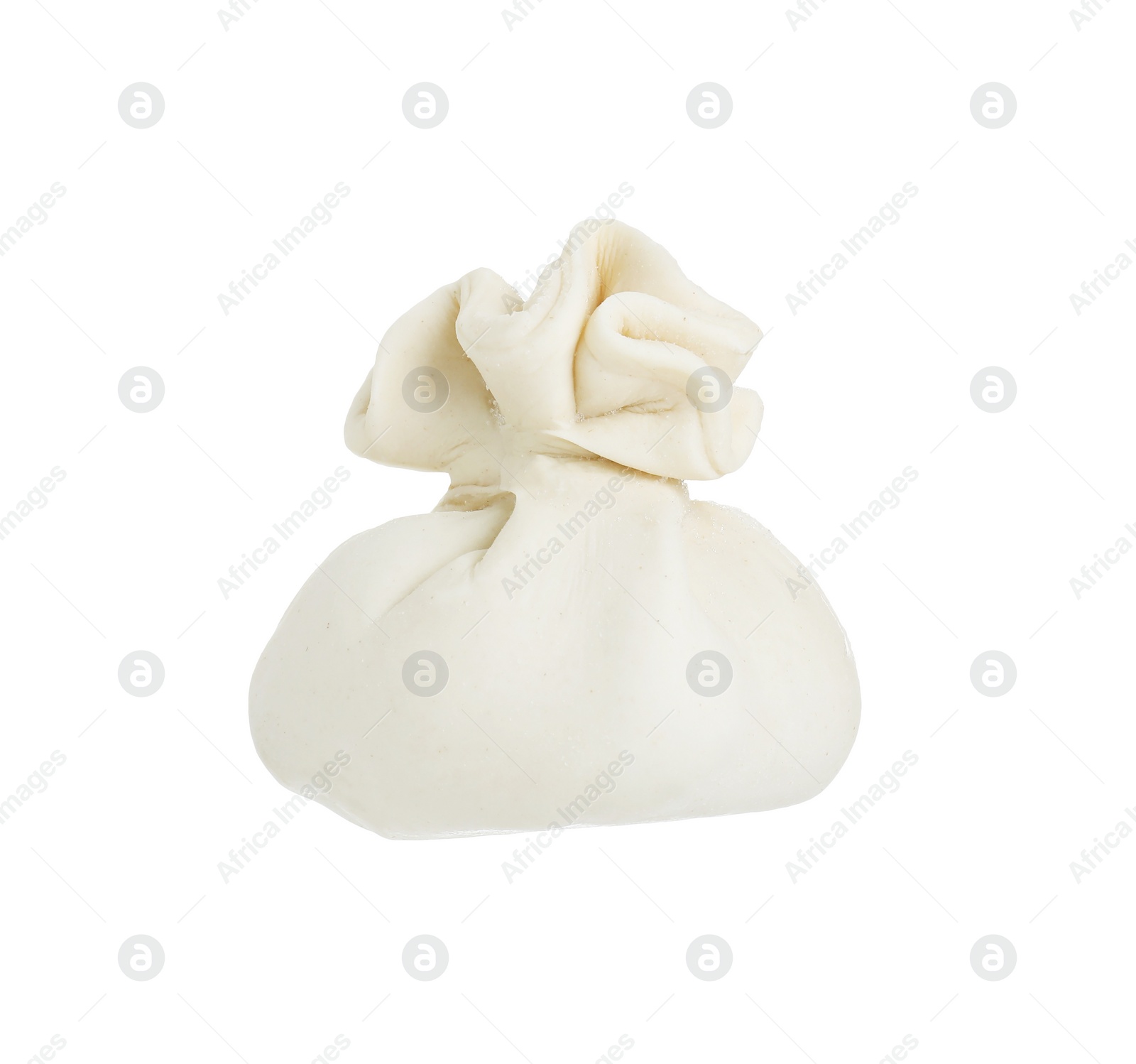 Photo of Uncooked khinkali (dumpling) isolated on white. Georgian cuisine