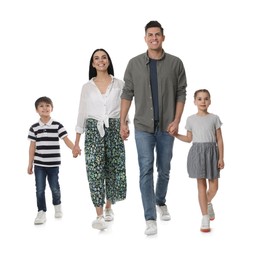 Photo of Children with their parents together on white background