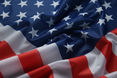 Photo of Flag of USA as background, closeup view