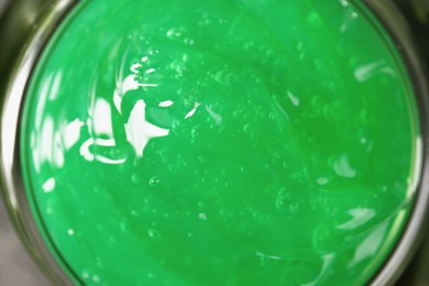 Photo of Natural aloe gel in bowl, top view