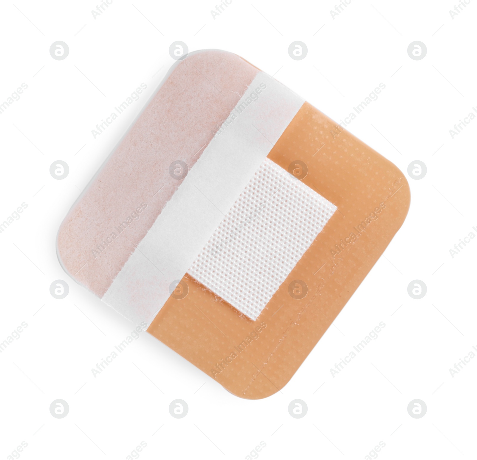 One medical adhesive bandage isolated on white, top view Photo of One medical adhesive bandage isolated on white, top view