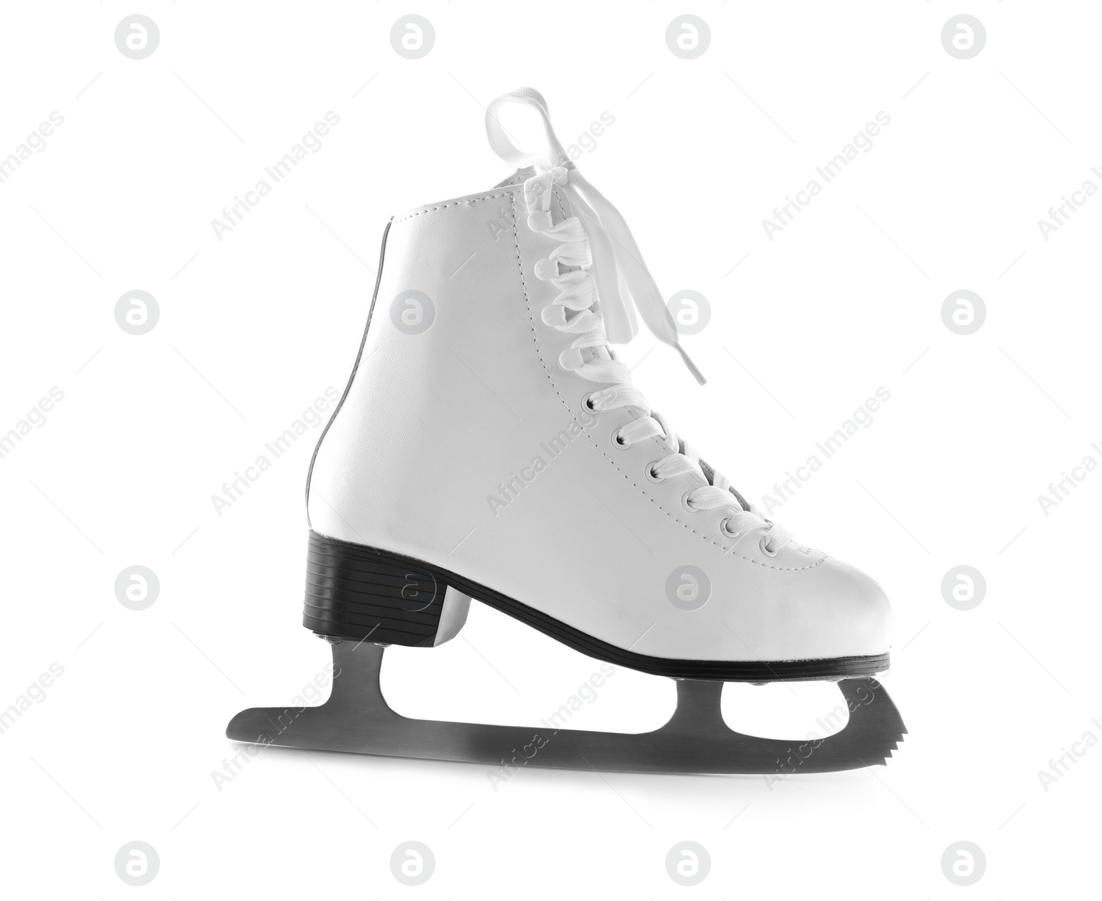 Photo of One leather ice skate isolated on white