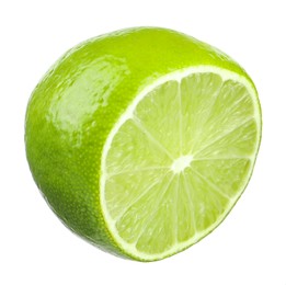 Half of fresh green ripe lime isolated on white