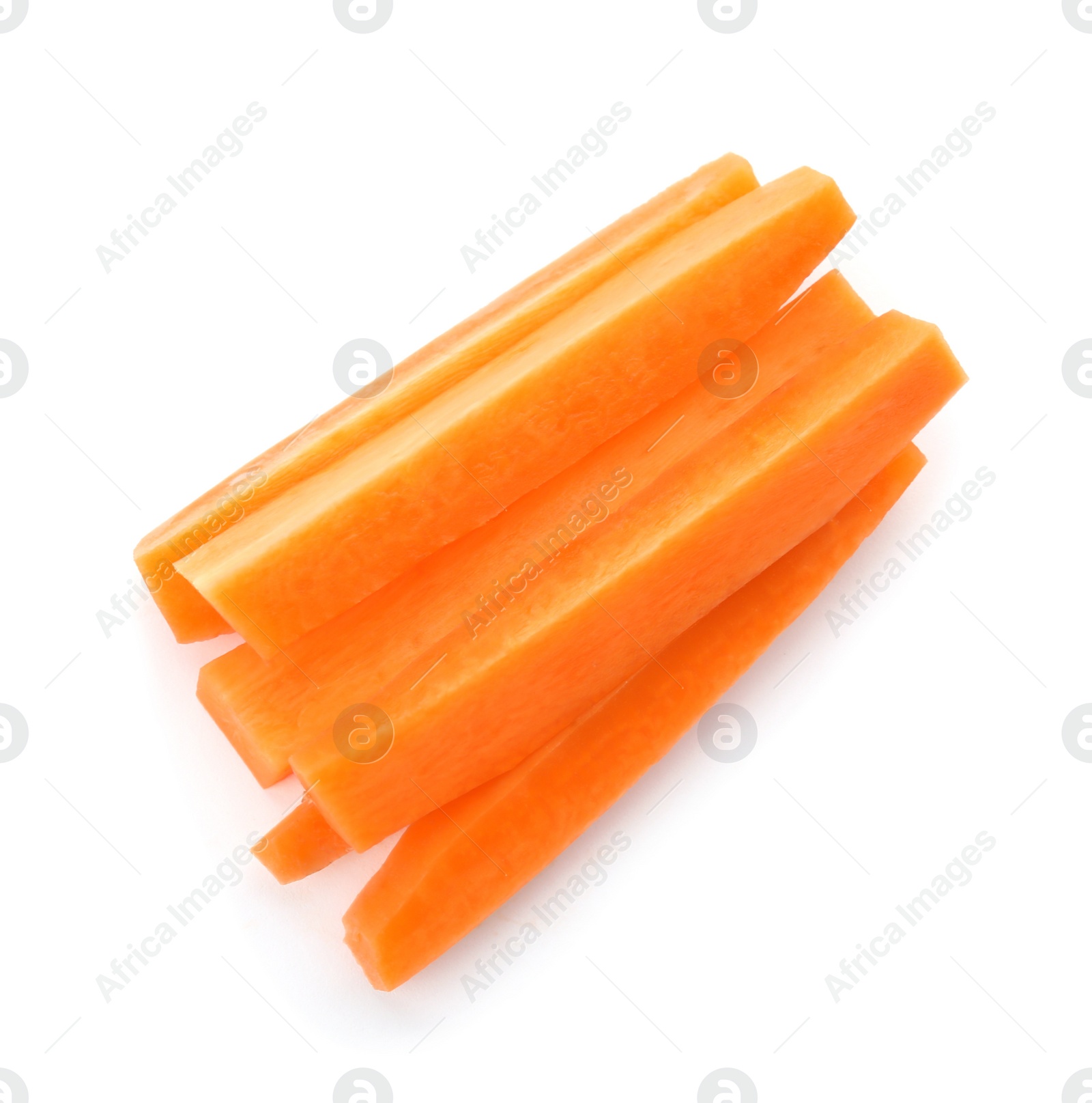 Photo of Ripe cut carrot on white background