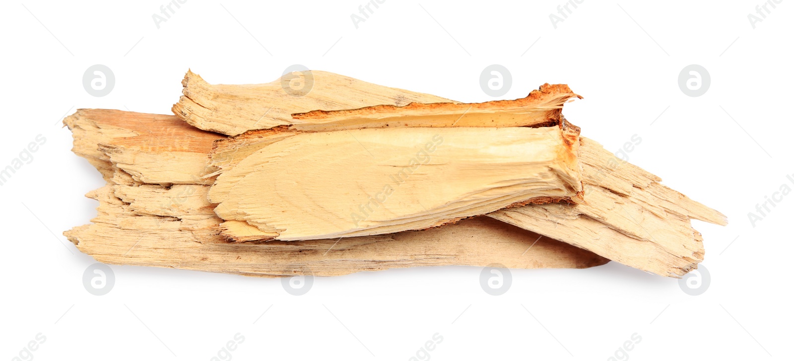 Photo of Pieces of tree bark isolated on white