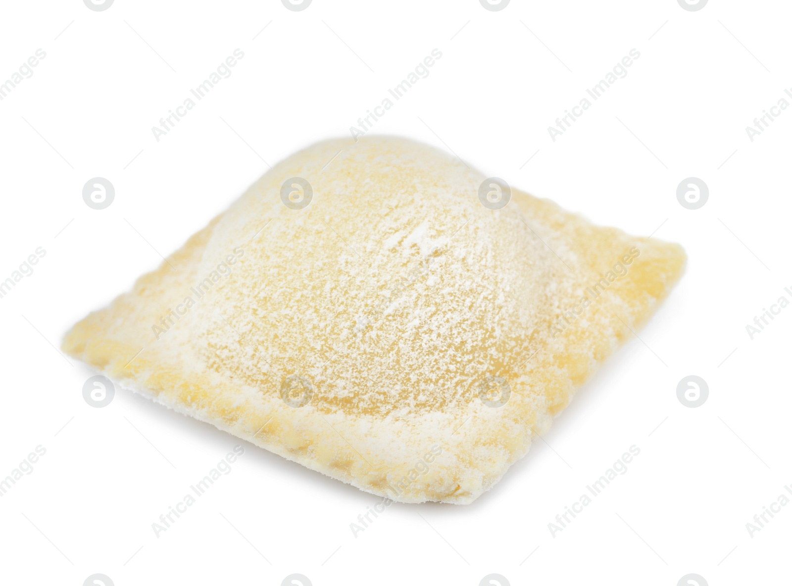 Photo of Uncooked ravioli with filling on white background